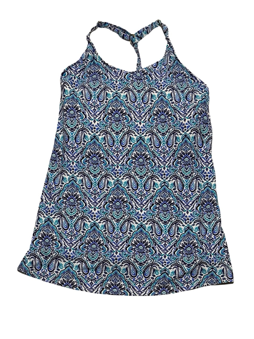 Leilani Blue Teal Paisley Racerback Swim Dress Swimsuit Women’s Size 12